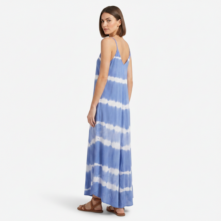 NOMU | Women's Tie Dye Maxi Dress – Spaghetti Strap V Neck Relaxed Fit Design
