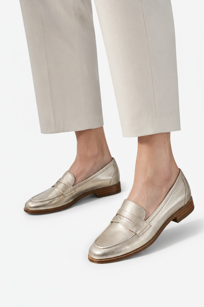 NOMU | Women's Round Toe Patchwork Loafers – Easy Slip On Design for Everyday Wear