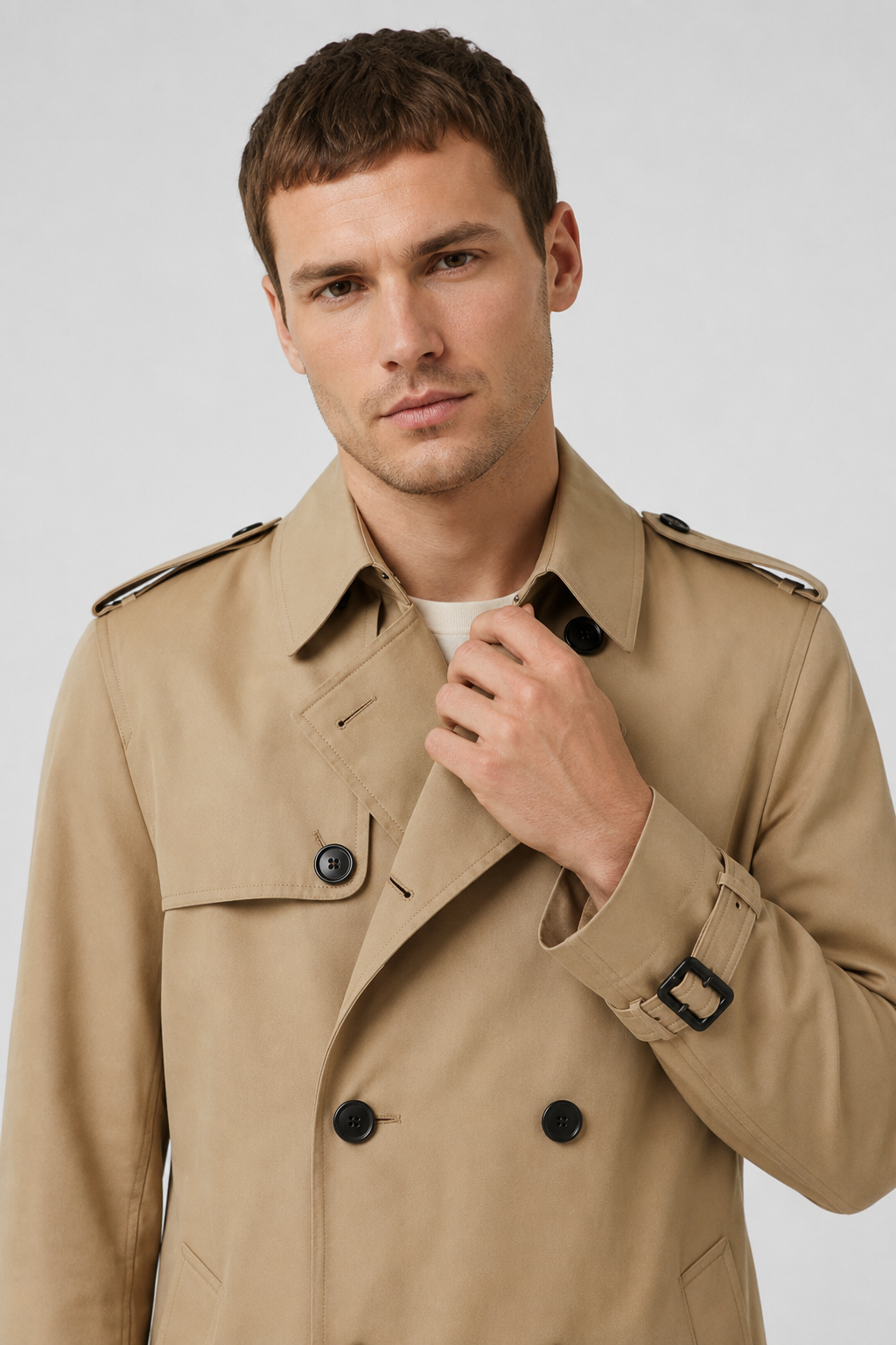 NOMU | Men's Classic Double-Breasted Trench Coat – Timeless Tailored Outerwear