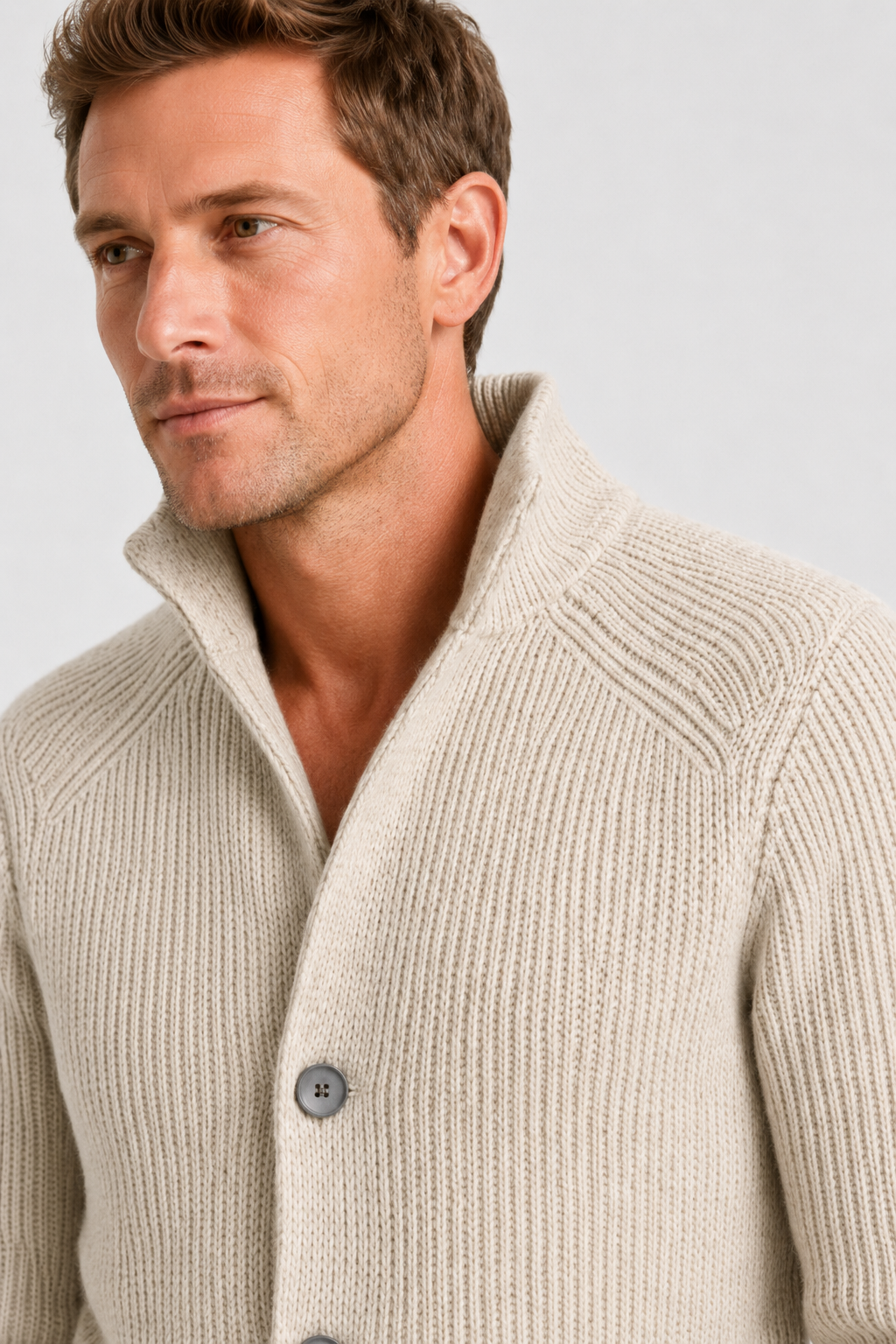 NOMU | Men's Textured Knit Blazer Cardigan – Smart Casual Button-Up Sweater Jacket
