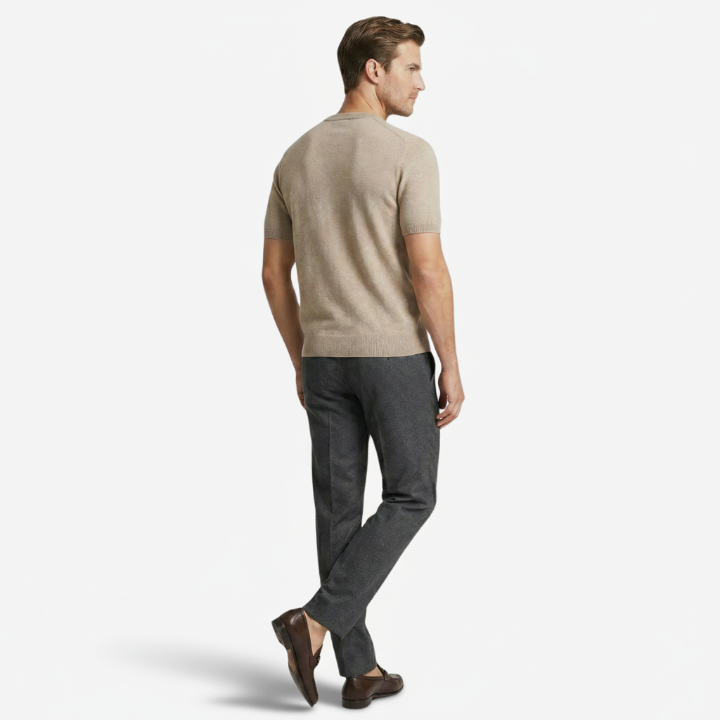 NOMU | Men's Fine Knit Crew Neck Sweater Tee – Minimalist Soft-Touch Top