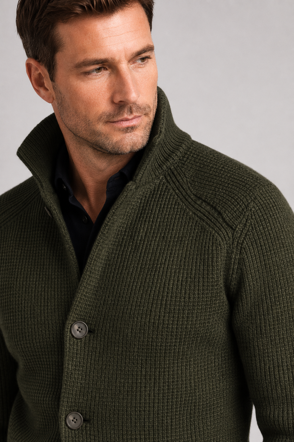 NOMU | Men's Textured Knit Blazer Cardigan – Smart Casual Button-Up Sweater Jacket