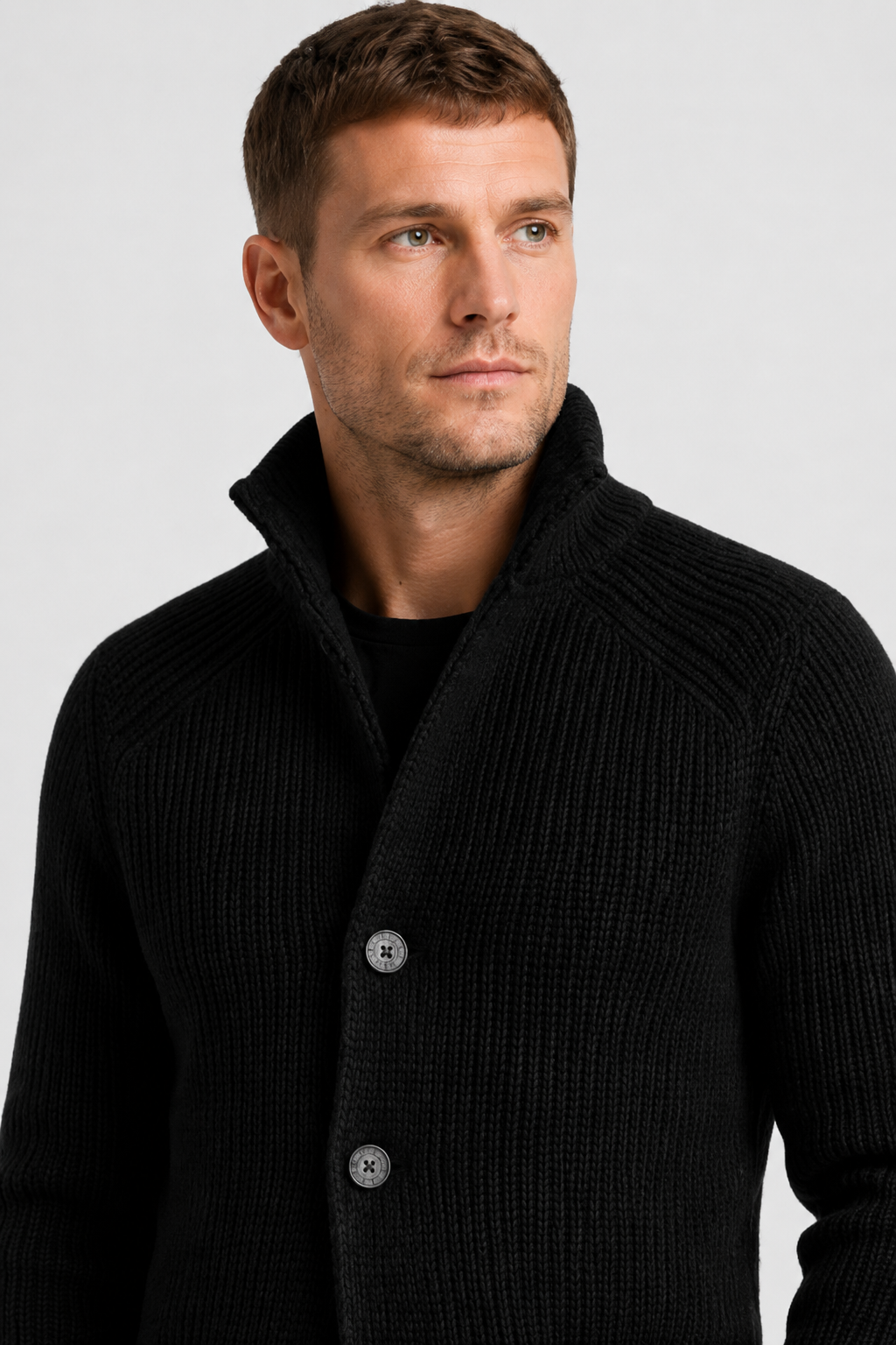 NOMU | Men's Textured Knit Blazer Cardigan – Smart Casual Button-Up Sweater Jacket