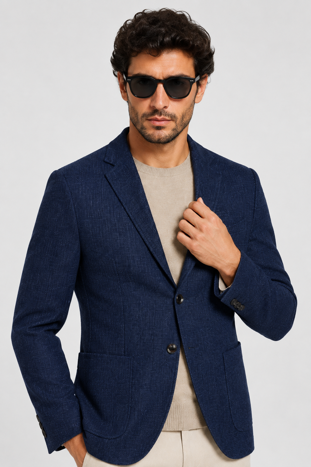 NOMU | Men's Textured Tailored Blazer – Smart Casual Single-Breasted Jacket