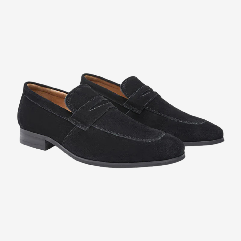 NOMU | Men's Suede Penny Loafers – Classic Slip-On Dress Shoes
