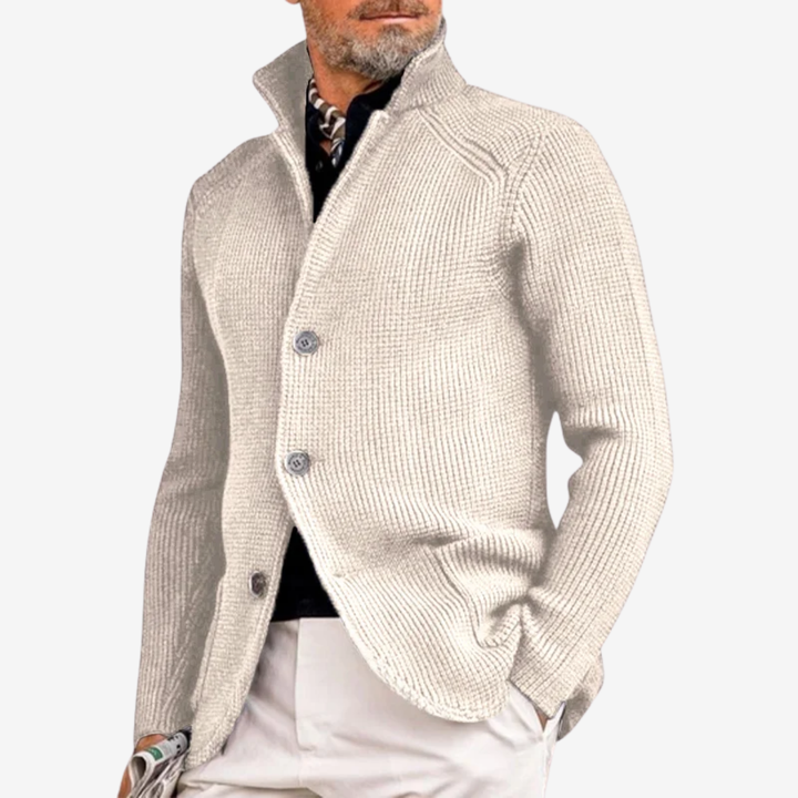 NOMU | Men's Textured Knit Blazer Cardigan – Smart Casual Button-Up Sweater Jacket