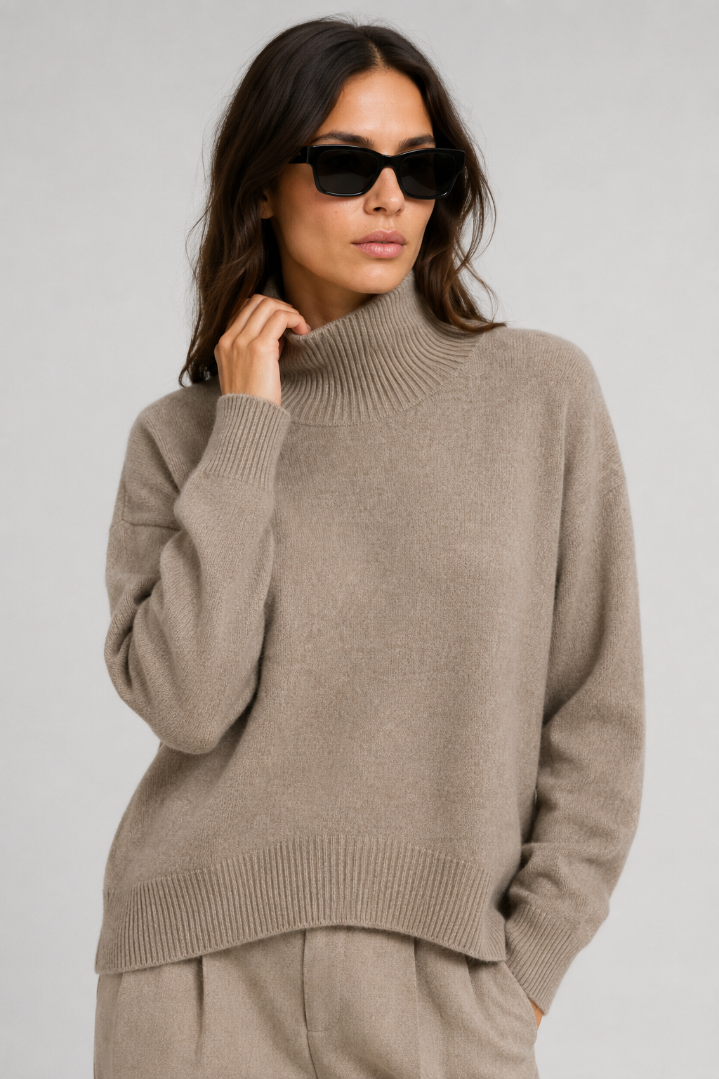 NOMU | Women's Oversized Turtleneck Sweater – Soft Relaxed Knit Pullover