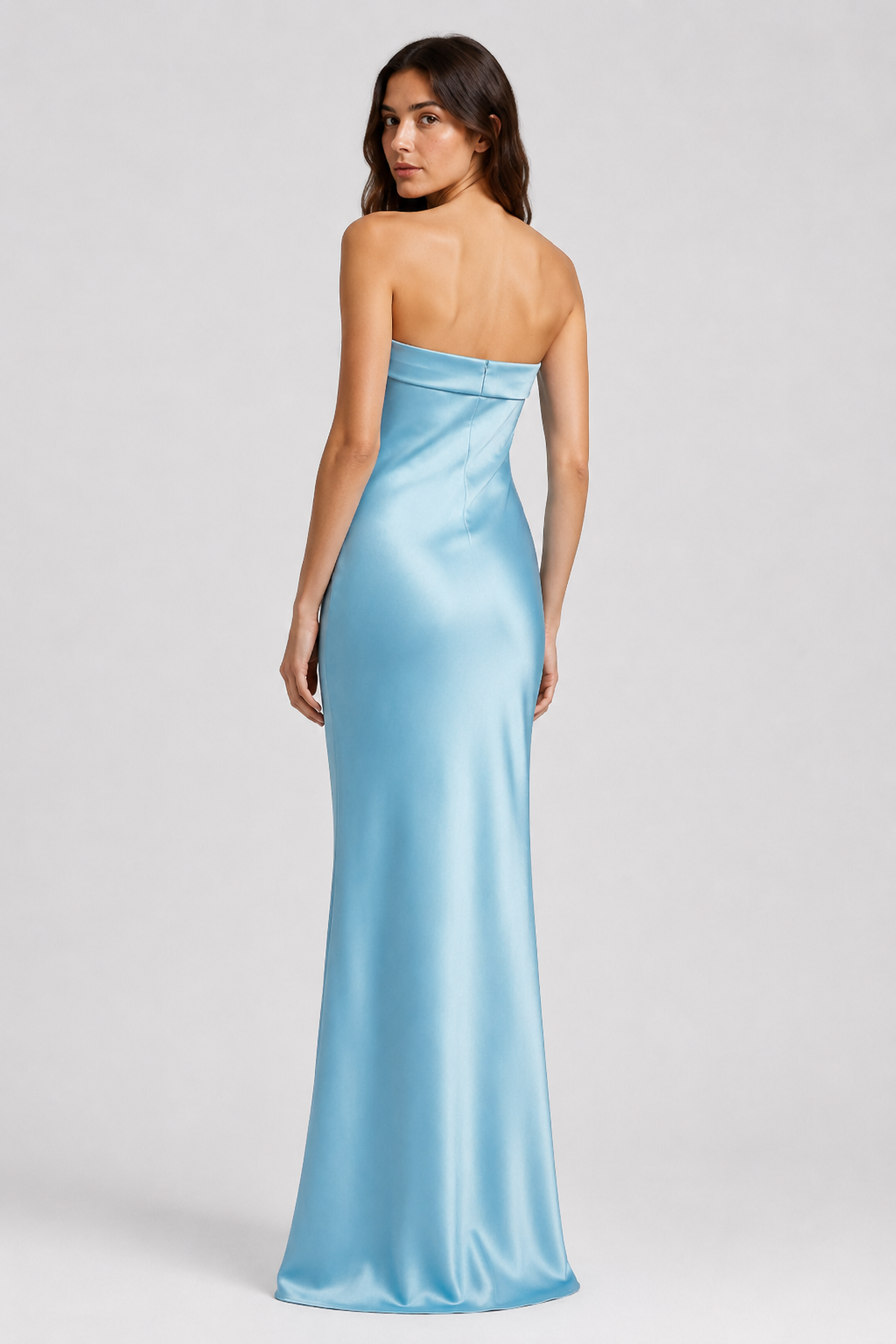 NOMU | Women's Strapless Satin Maxi Dress – Elegant Minimalist Evening Gown