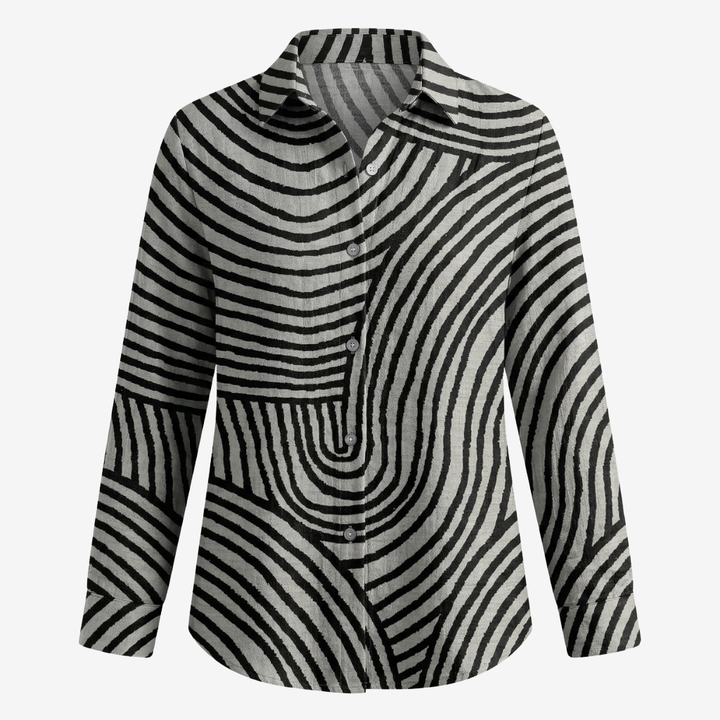 NOMU | Women’s Long Sleeve Abstract Print Button Blouse