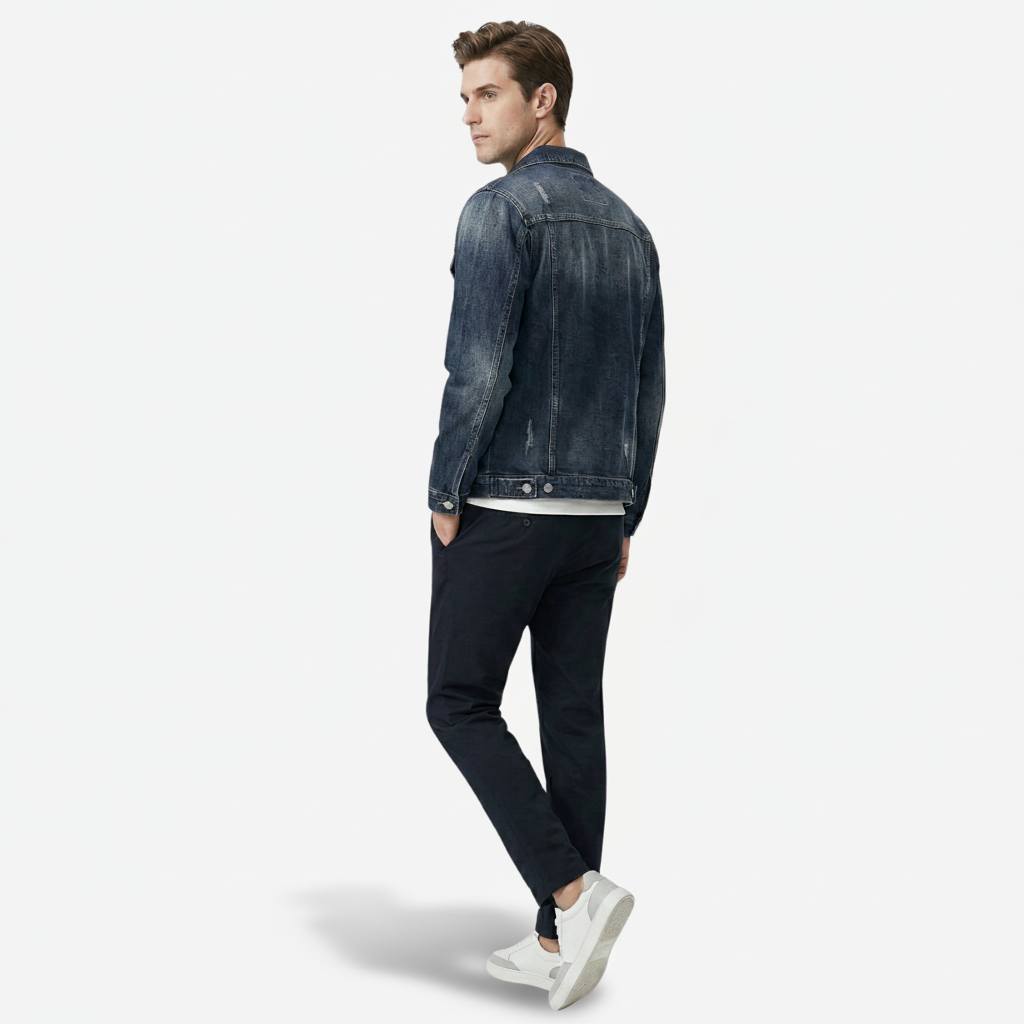 NOMU | Men's Classic Denim Jacket – Casual Vintage Wash Trucker Outerwear