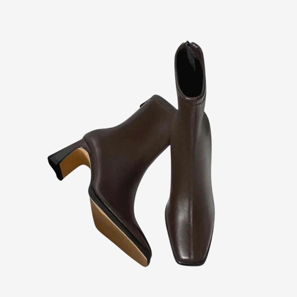 NOMU | Women's Minimalist Block Heel Ankle Boots – Sleek Side Zip Dress Boots