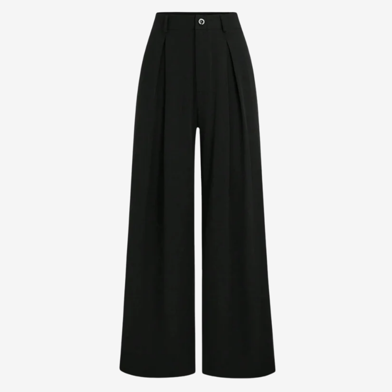 NOMU | Women's High-Waisted Wide Leg Trousers – Elegant Pleated Palazzo Pants