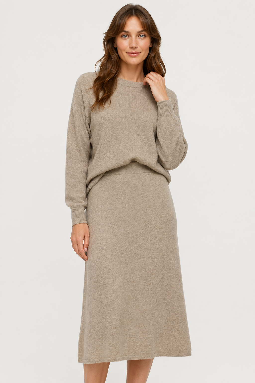 NOMU | Women's Knit A-Line Midi Skirt – Soft Minimalist Sweater Skirt