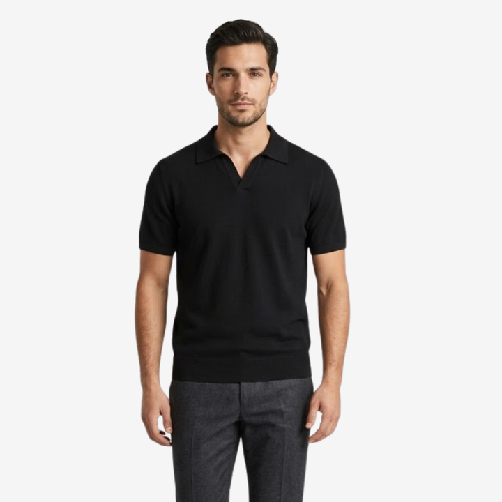NOMU | Men's Minimalist Knit Polo Shirt – Smart Casual Short Sleeve Sweater Top