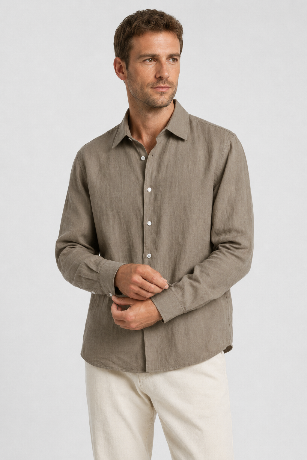 NOMU | Men's Linen Button Up Shirt – Lightweight Long Sleeve Casual Design