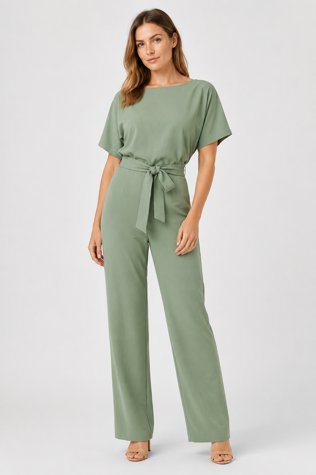 NOMU | Women's Minimalist Belted Wide-Leg Jumpsuit – Elegant Relaxed One-Piece Outfit