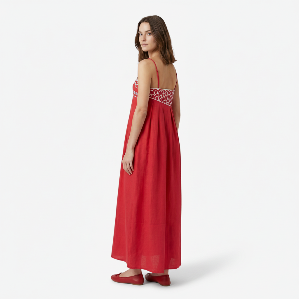 NOMU | Women's Maxi Dress – Spaghetti Strap Graphic Print Relaxed Fit Design