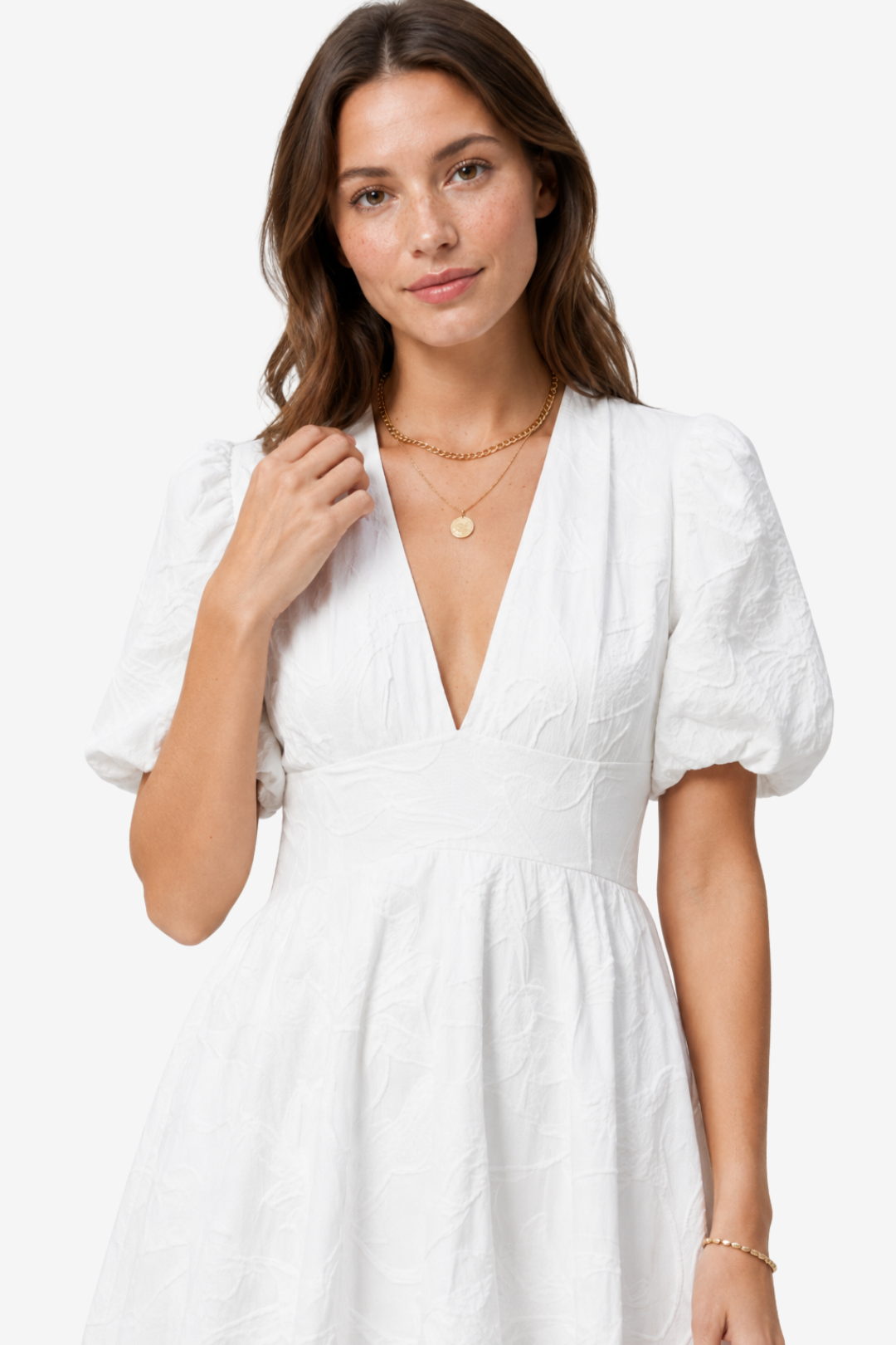 NOMU | Women's Mini Dress – V Neck Puff Sleeve A Line Design