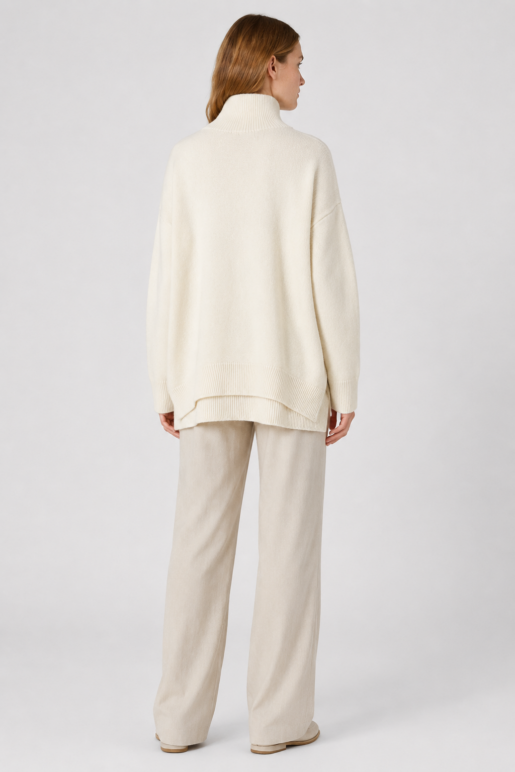 NOMU | Women's Oversized Turtleneck Sweater – Soft Relaxed Knit Pullover