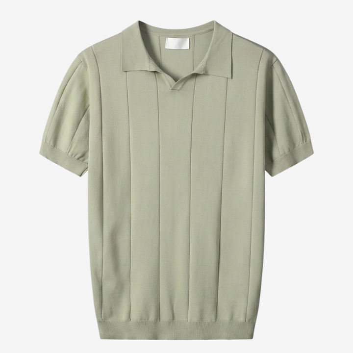 NOMU | Men's Knit Polo Shirt – Vertical Ribbed Casual Design