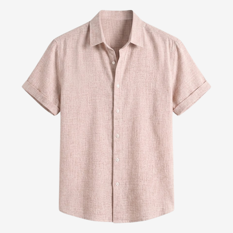 NOMU | Men's Linen Blend Shirt – Short Sleeve Casual Button Design
