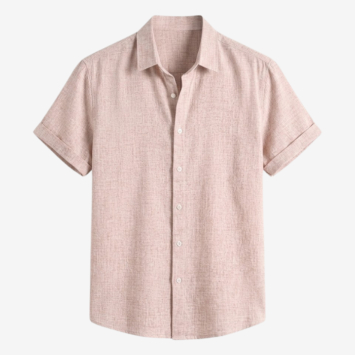 NOMU | Men's Linen Blend Shirt – Short Sleeve Casual Button Design