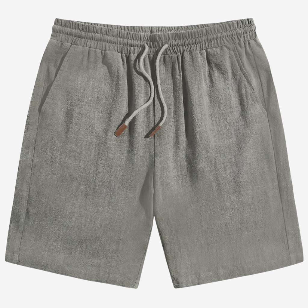 NOMU | Men's Linen Blend Shorts – Drawstring Elastic Waist Casual Design