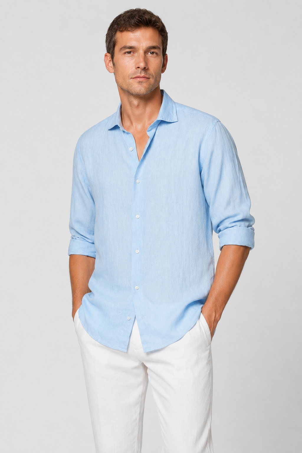 NOMU | Men's Lightweight Linen Button Down Shirt – Casual Long Sleeve Summer Top