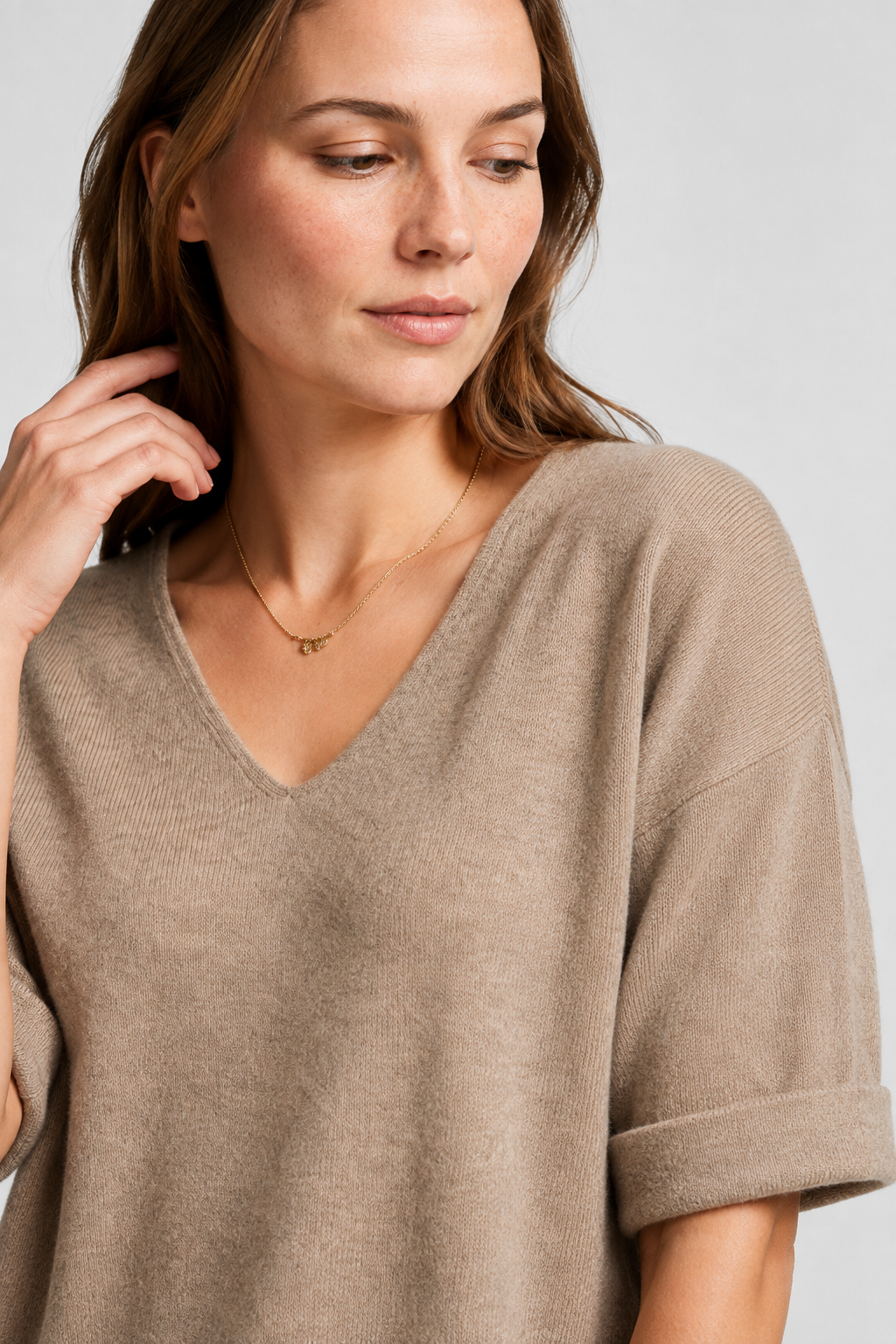 NOMU | Women’s V-Neck Short Sleeve Knit Top