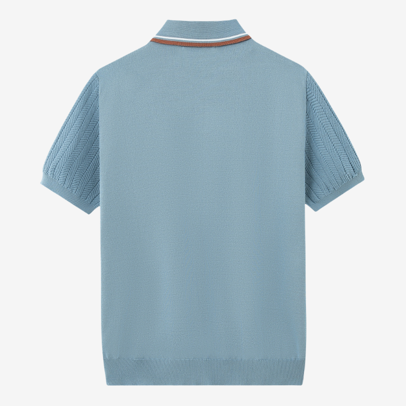 NOMU | Men's Textured Knit Polo Shirt – Smart Casual Short Sleeve Sweater Polo