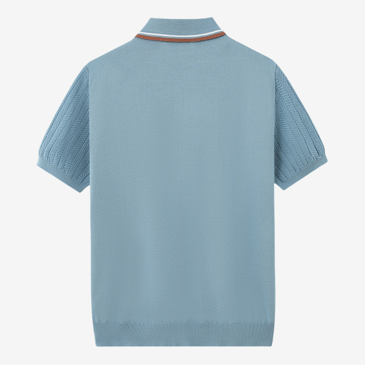 NOMU | Men's Textured Knit Polo Shirt – Smart Casual Short Sleeve Sweater Polo