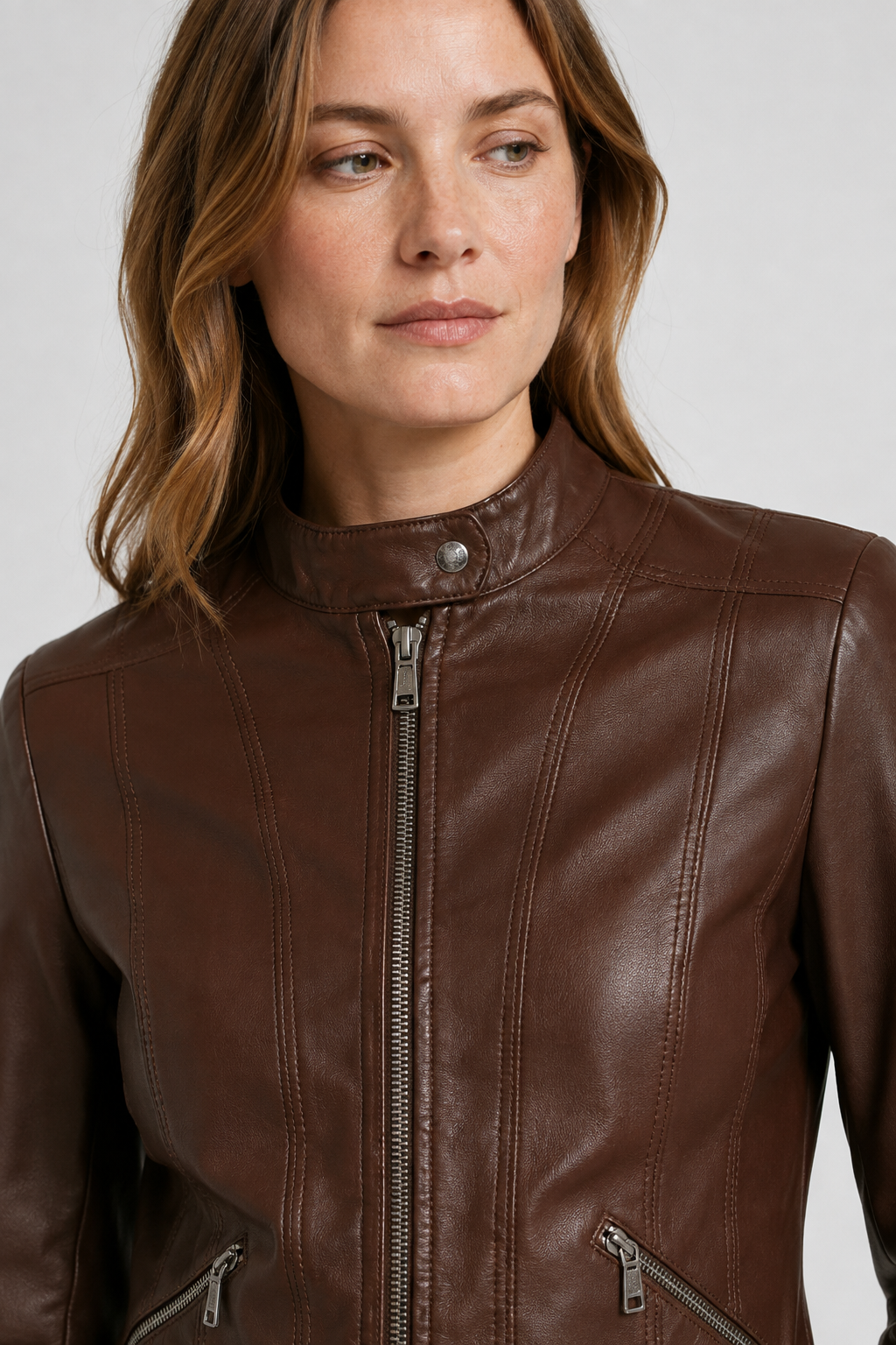 NOMU | Women’s Zippered Leather Jacket