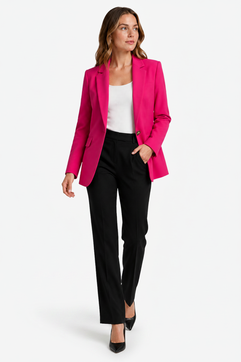 NOMU | Women's Tailored Blazer – Single Button Closure and Flap Pocket Design
