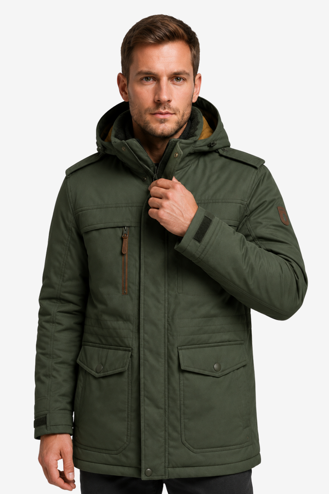 NOMU | Men's Mid-Length Hooded Parka – Zip-Front Design with Utility Pockets