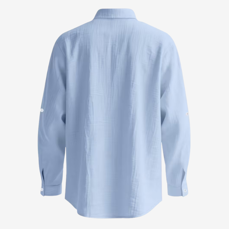 NOMU | Men's Cotton Linen Shirt – Long Sleeve Mandarin Collar Design