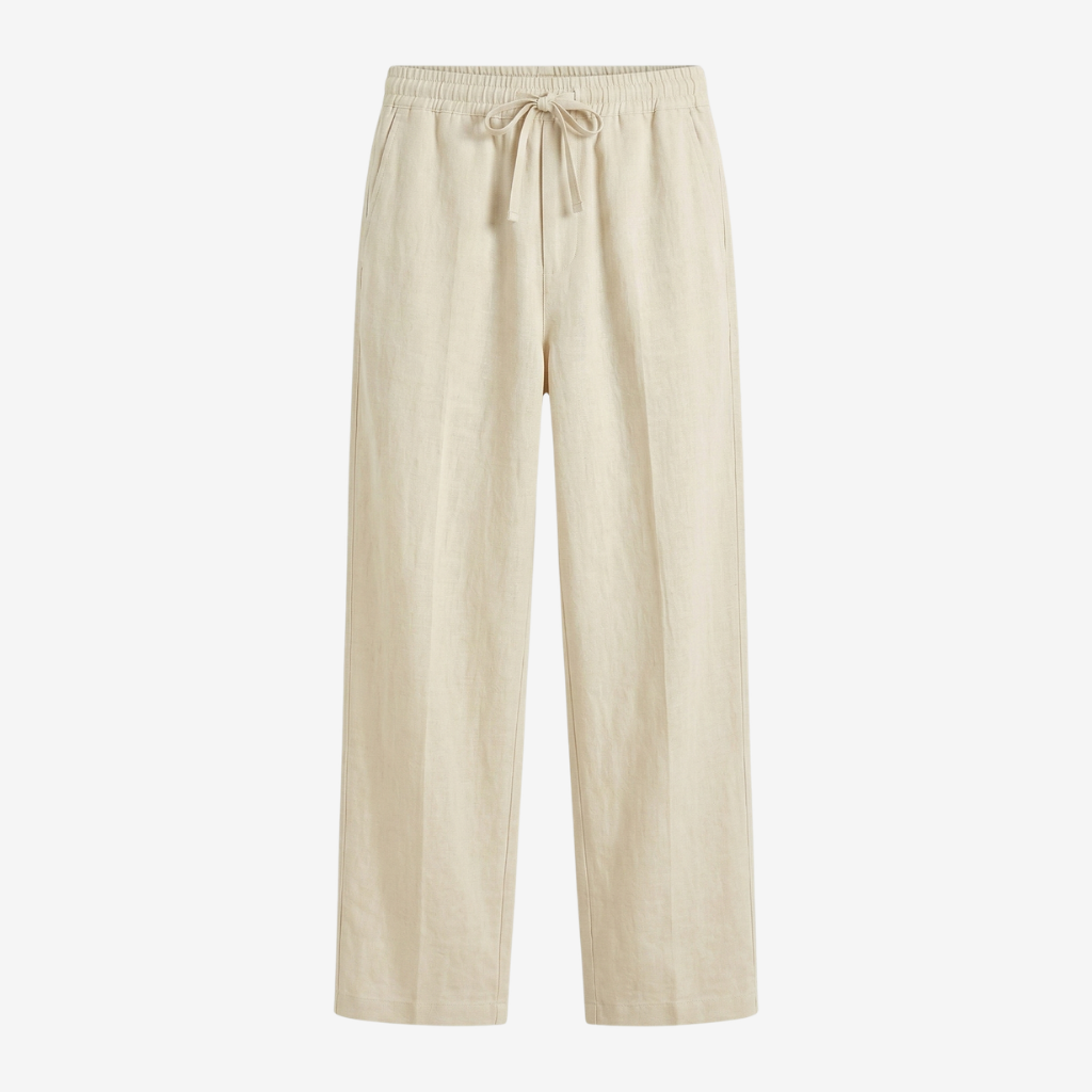 NOMU | Men's Linen Blend Pants – Elastic Drawstring Straight Leg Design