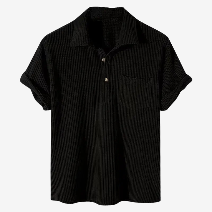 NOMU | Men's Ribbed Polo Shirt – Textured Short Sleeve Casual Fit