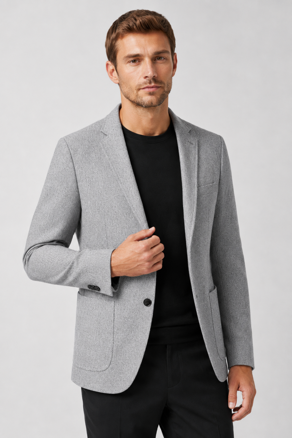 NOMU | Men's Textured Tailored Blazer – Smart Casual Single-Breasted Jacket