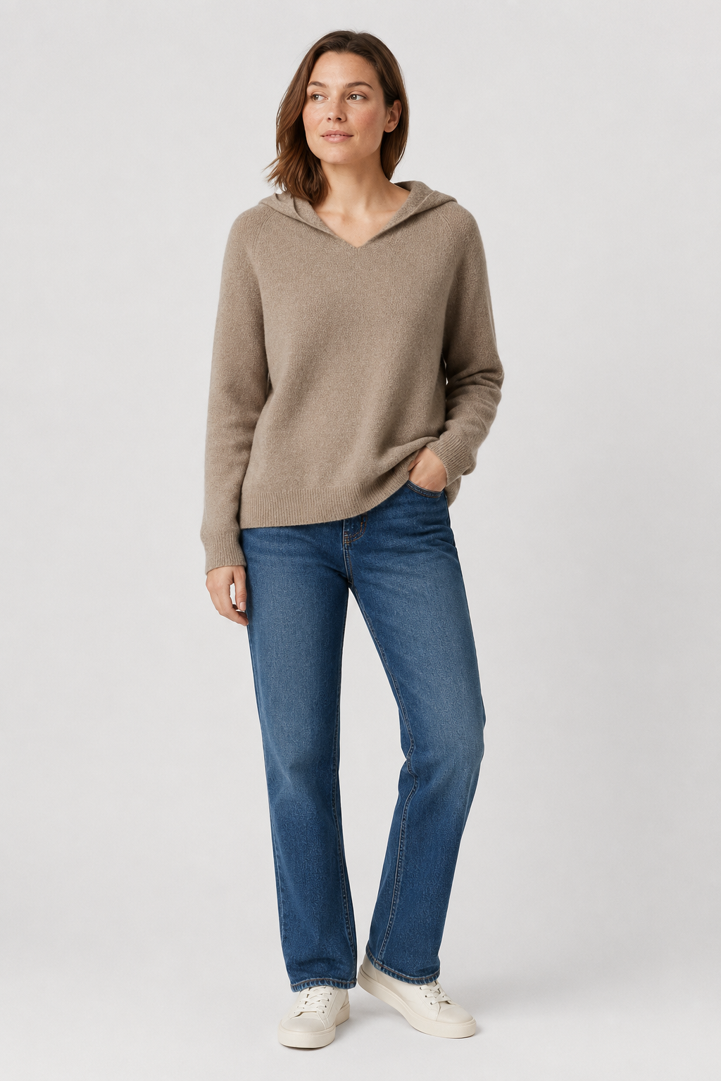 NOMU | Women's Hooded Knit Sweater – Soft Relaxed Pullover Hoodie