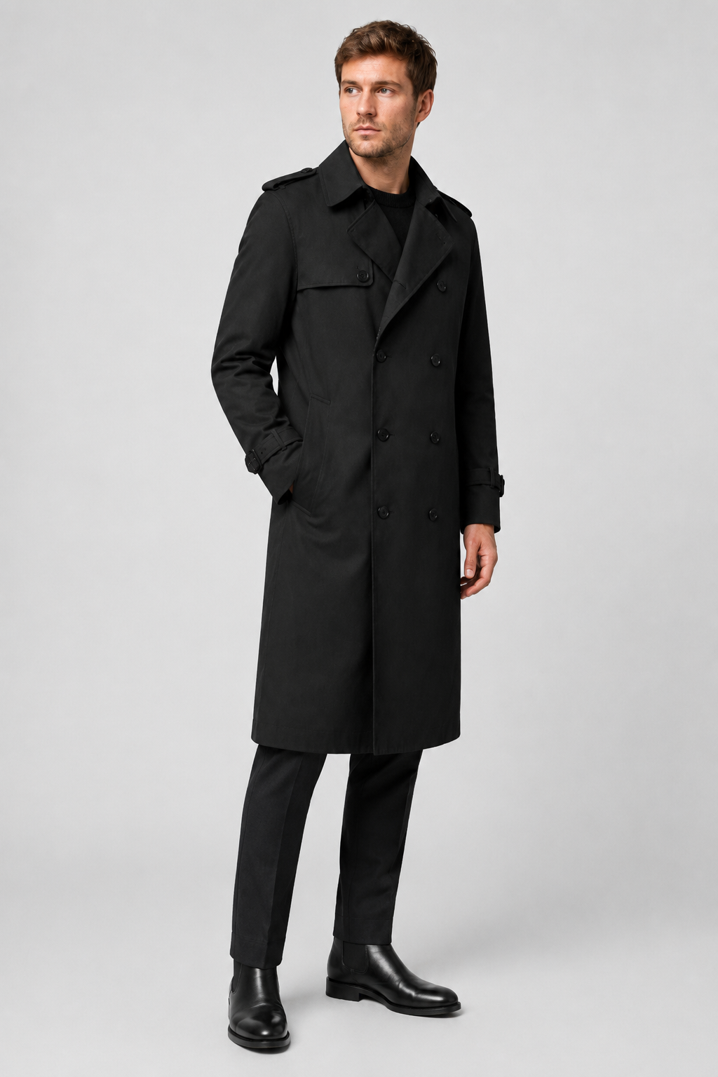 NOMU | Men's Classic Double-Breasted Trench Coat – Timeless Tailored Outerwear