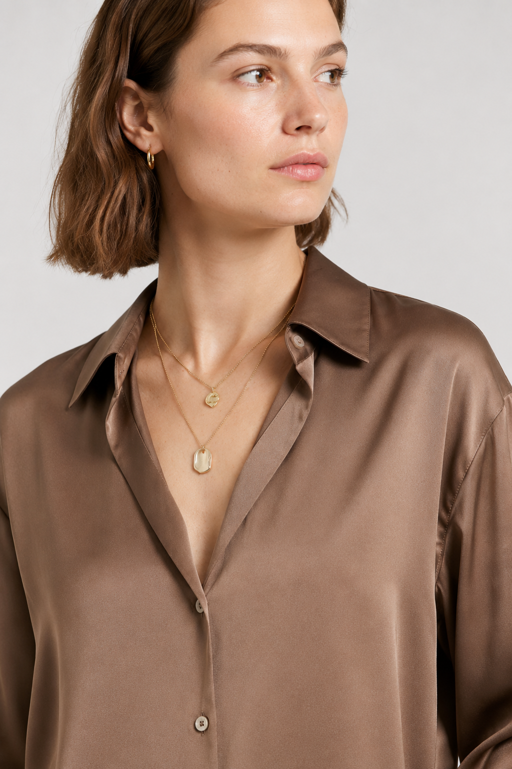 NOMU | Women’s Long Sleeve Button-Up Satin Blouse