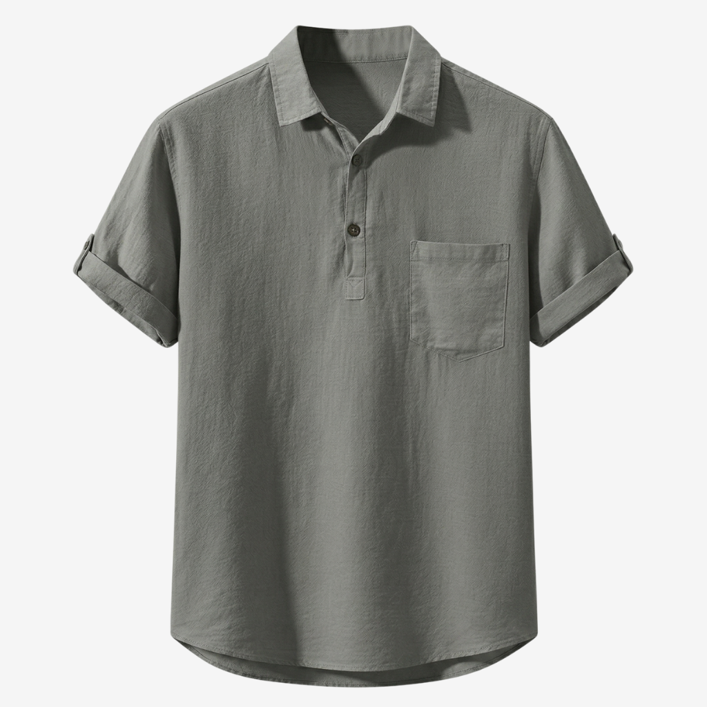NOMU | Men's Short Sleeve Linen Polo Shirt – Relaxed Smart Casual Top