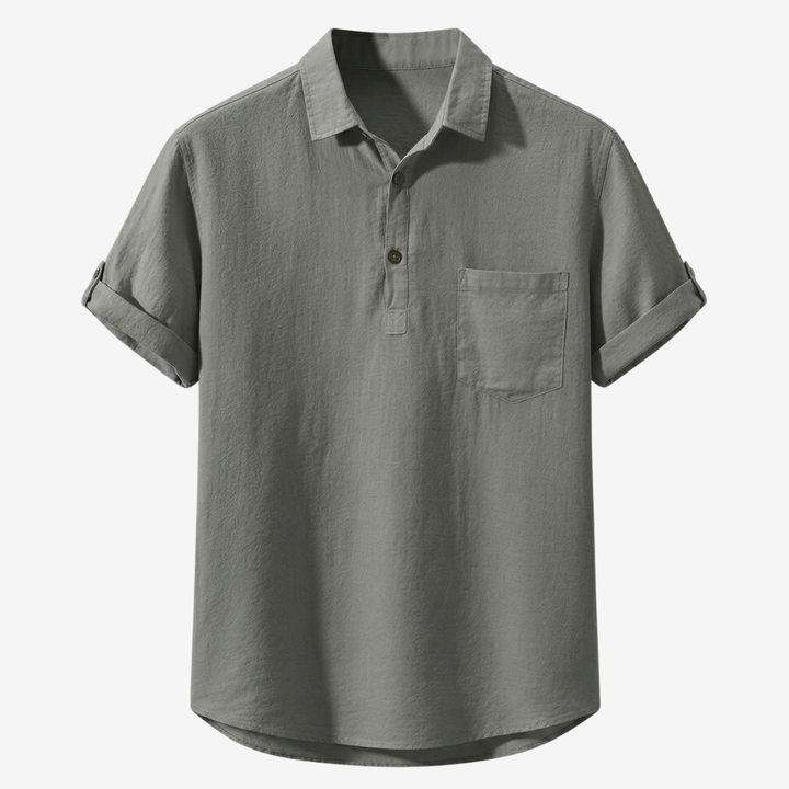 NOMU | Men's Short Sleeve Linen Polo Shirt – Relaxed Smart Casual Top