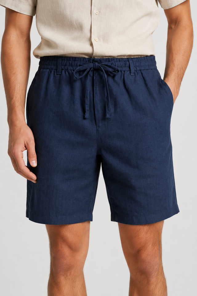 NOMU | Men's Linen Blend Drawstring Shorts – Relaxed Fit Casual Summer Shorts