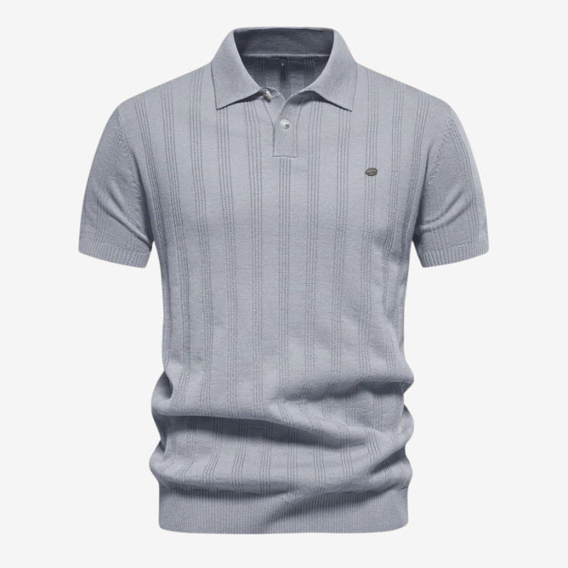 NOMU | Men's Textured Knit Polo Shirt – Slim Fit Smart Casual Short Sleeve Top