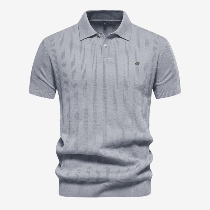 NOMU | Men's Textured Knit Polo Shirt – Slim Fit Smart Casual Short Sleeve Top