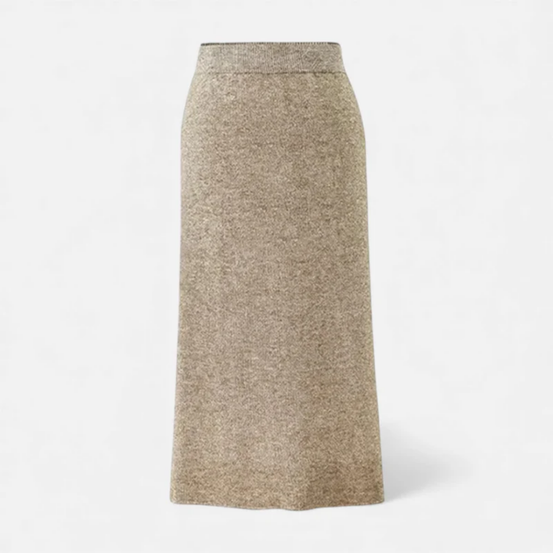 NOMU | Women's Knit A-Line Midi Skirt – Soft Minimalist Sweater Skirt