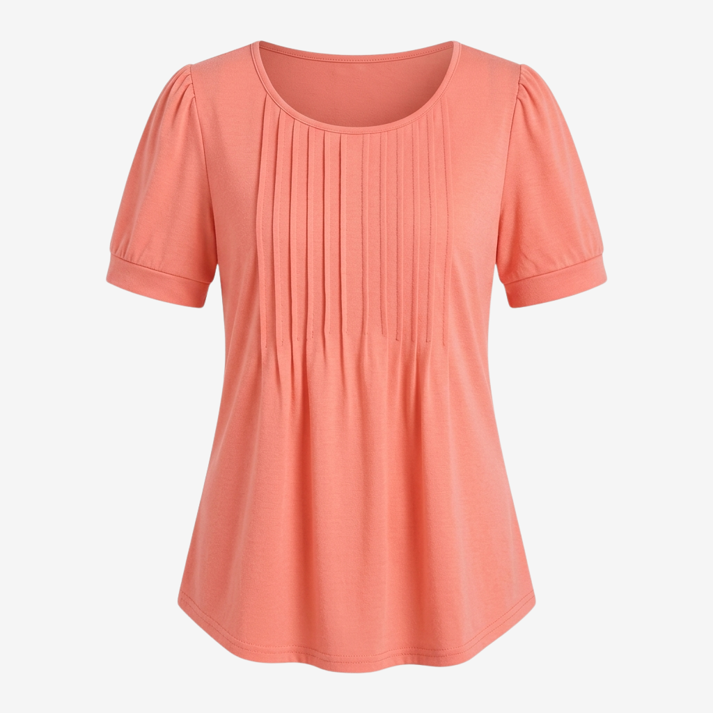 NOMU | Women’s Pleated Front Short Sleeve Blouse