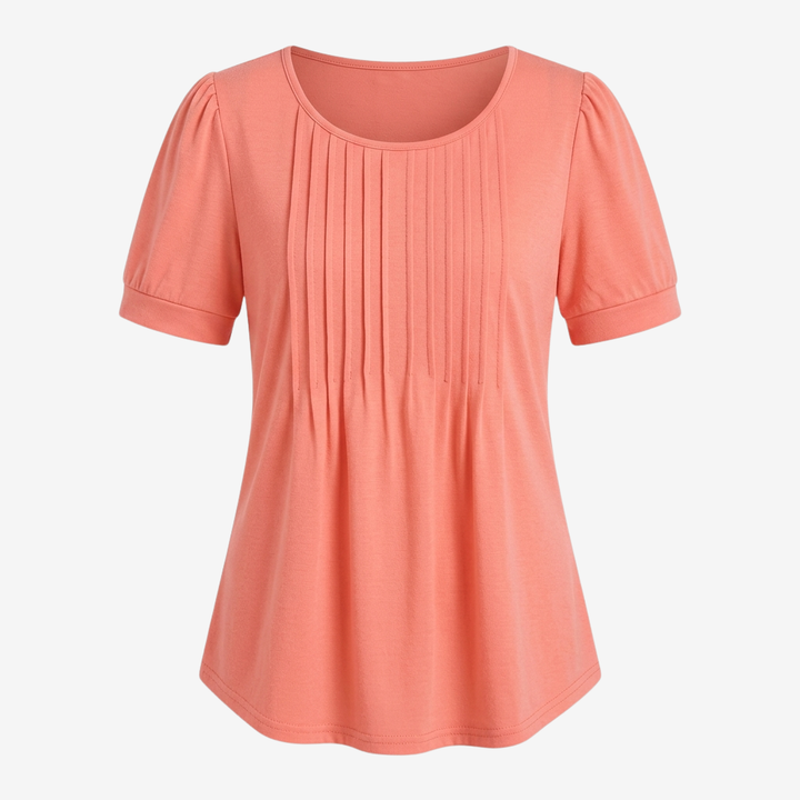 NOMU | Women’s Pleated Front Short Sleeve Blouse