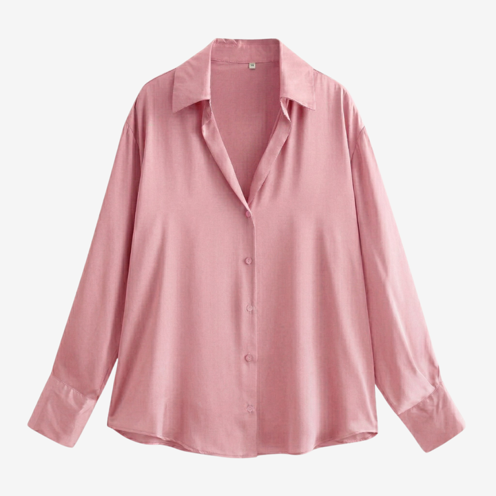 NOMU | Women’s Long Sleeve Button-Up Satin Blouse